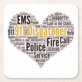 911 Dispatcher Word Cloud スクエアペーパーコースター