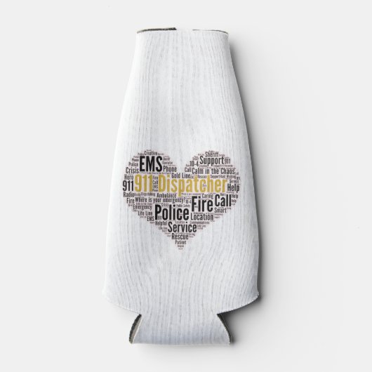 911 Dispatcher Word Cloud ボトルクーラー (正面)