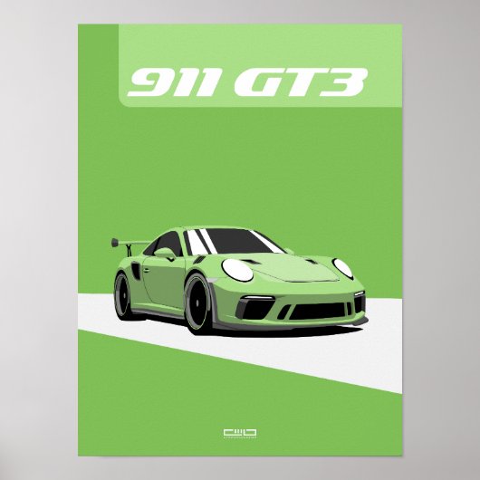 911 GT3ポスター – グリーントラックカー ポスター (正面)
