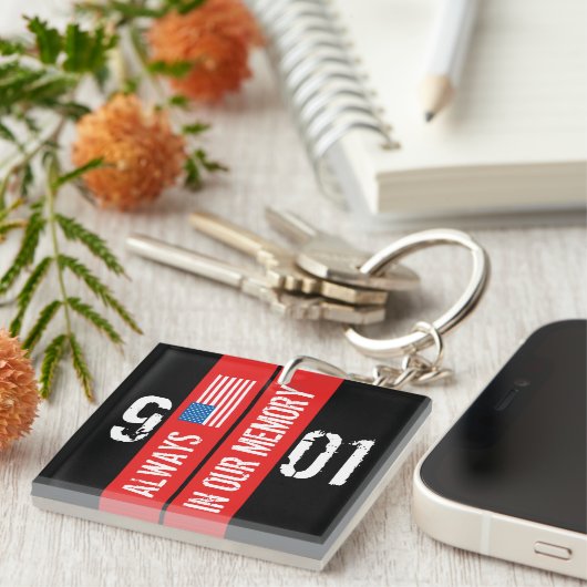 911 Memorial Black Red Keychain キーホルダー (正面右)