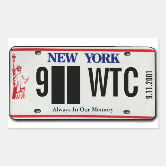 911 Memorial NY License Plateステッカー2 長方形シール (正面)