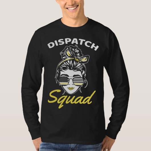 911 Squad Dispatcher Thin Yellow Line Dispatch Ame Tシャツ (正面)