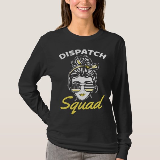 911 Squad Dispatcher Thin Yellow Line Dispatch Ame Tシャツ (正面)