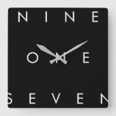 917市外局番 スクエア壁時計 (正面)