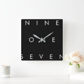 917市外局番 スクエア壁時計 (ホーム)