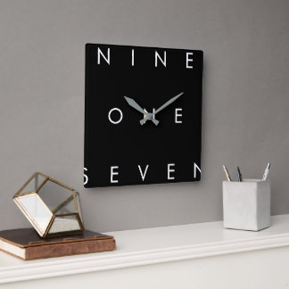 917市外局番 スクエア壁時計