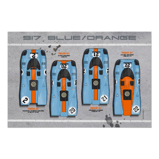 917 Blue - Orange Design ポスター (正面)