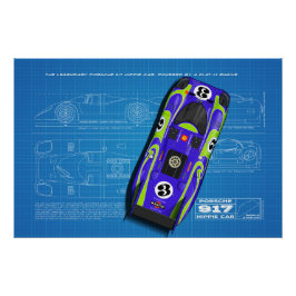 917 Hippie Car Blueprint ポスター