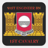 91STエンジニア大隊1ST騎兵シール スクエアシール (正面)
