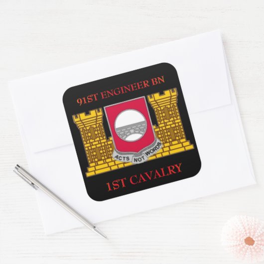91STエンジニア大隊1ST騎兵シール スクエアシール (封筒)