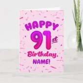 91st Balloon Number Custom Name Birthday Card カード (正面)