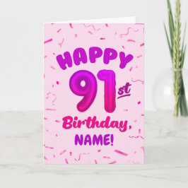 91st Balloon Number Custom Name Birthday Card カード