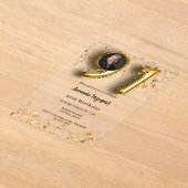 91st birthday gold photo stars clear アクリル招待状 (レイダウン)