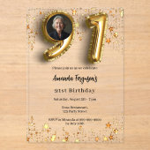 91st birthday gold photo stars clear アクリル招待状 (正面)