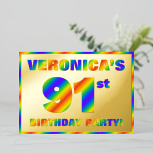 91th Birthday Party —おもしろい、レインボースペクトル「91」 箔招待状