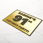 91th Birthday Party — はっきりしたWood Grainフェイク文字 箔招待状 (回転した状態)