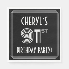 91th Birthday Party:アールデコスタイル+名前をカスタムする スタンダードランチョンナプキン