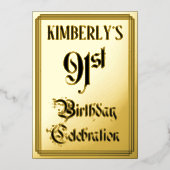 91th Birthday Party – スクリプエレガントト+名前をカスタムする 箔招待状 (正面)