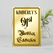 91th Birthday Party – スクリプエレガントト+名前をカスタムする 箔招待状 (立ち正面)