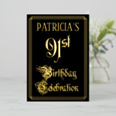 91th Birthday Party – スクリプファンシートと名前をカスタムする 箔招待状 (立ち正面)