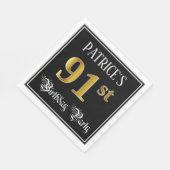 91th Birthday Party – スクリプファンシート、フェイク金ゴールド・ルック スタンダードランチョンナプキン (角)