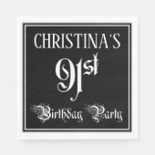 91th Birthday Party – スクリプファンシート+名前をカスタムする スタンダードランチョンナプキン (正面)