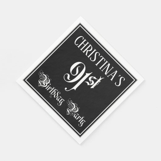 91th Birthday Party – スクリプファンシート+名前をカスタムする スタンダードランチョンナプキン (角)