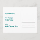 92º Cumpleaños: Rayas rosadas y corazones, Arcoíri ポストカード (裏面)