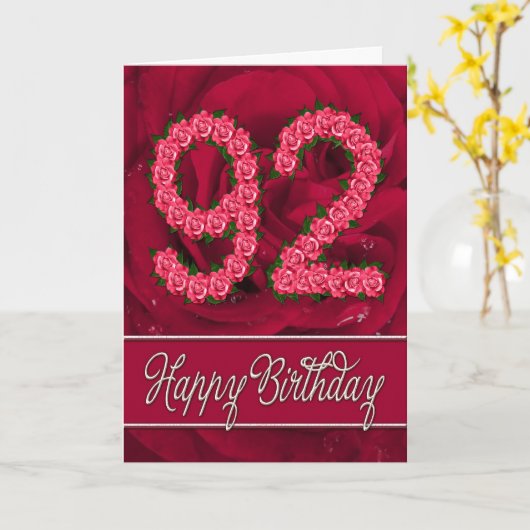 92回目の誕生日カード(バラと葉付) カード (黄色い花)