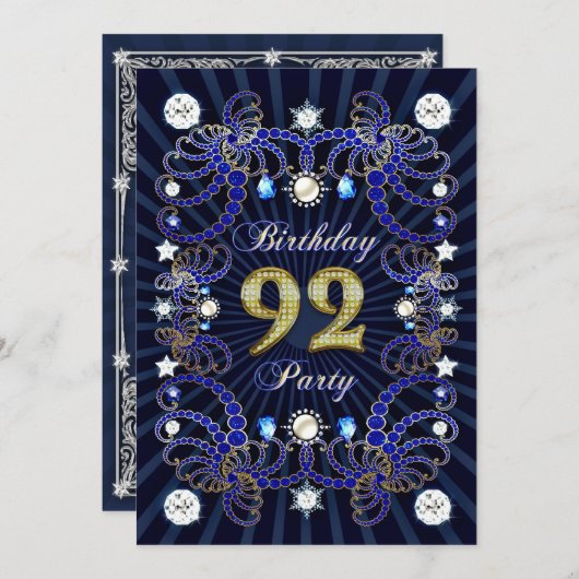 92回目の誕生日パーティー招待状と宝石の塊 招待状 (正面/裏面)