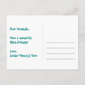 92歳の誕生日おめでとう：楽しいハート柄、虹色の92 ポストカード (裏面)