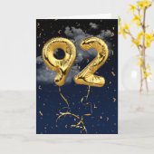 92歳の誕生日ゴールドマイラーバルーンと紙吹雪カード カード (黄色い花)