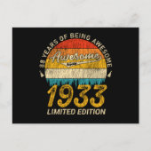 92歳の誕生日 1933年 素晴らしい92歳の誕生日プレゼント ポストカード (正面)
