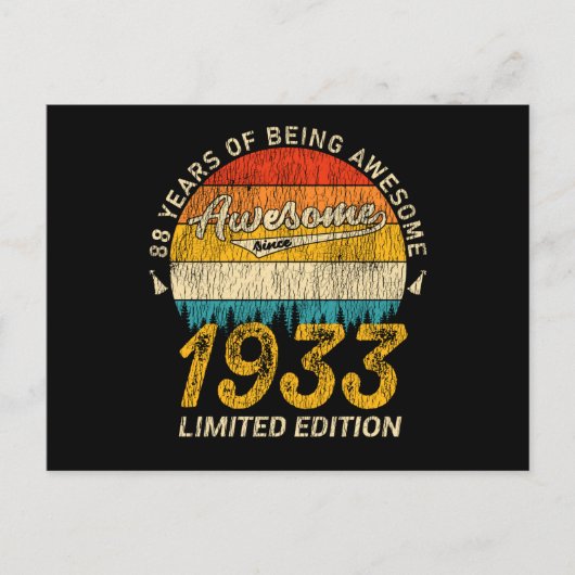 92歳の誕生日 1933年 素晴らしい92歳の誕生日プレゼント ポストカード (正面)