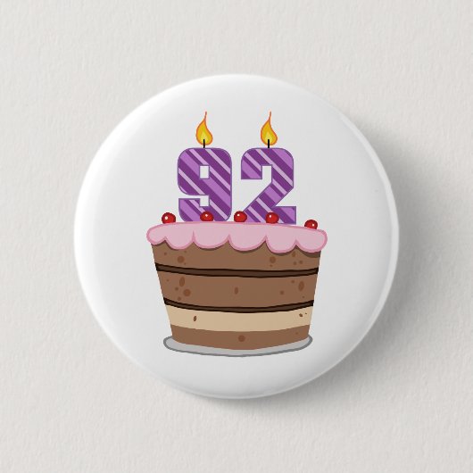 92歳オンお誕生日ケーキ 缶バッジ (正面)