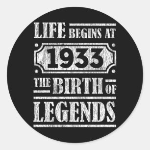 92歳1933年誕生伝説92誕生日 ラウンドシール