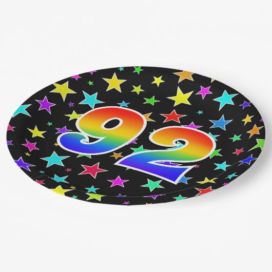 92番目のイベントはっきりした:,おもしろい, カラフル Rainbow 92 ペーパープレート (アングル)