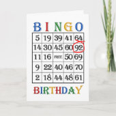 92番目の誕生日ビンゴカード カード (正面)