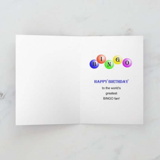 92番目の誕生日ビンゴカード カード (内部)