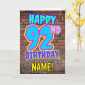 92番目の誕生日-おもしろい、アーバングラフィティインスパイアルック カード (黄色い花)