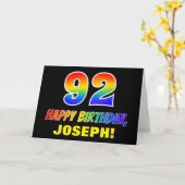 92番目の誕生日: はっきりした,おもしろい,シンプル虹, 92 カード (黄色い花)