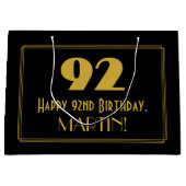 92番目の誕生日:インスパイアアールデコの「92」の外観と名前 ラージペーパーバッグ (正面)