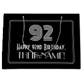 92番目の誕生日:インスパイアアールデコの「92」の外観と名前 ラージペーパーバッグ (正面)