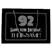92番目の誕生日:インスパイアアールデコの「92」の外観と名前 ラージペーパーバッグ (裏面)