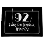 92番目の誕生日:インスパイアアールデコスタイル「92」、名前 ラージペーパーバッグ (正面)