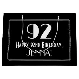 92番目の誕生日:インスパイアアールデコスタイル「92」、名前 ラージペーパーバッグ