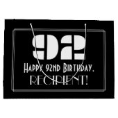92番目の誕生日~インスパイアアールデコルック"92" +名前 ラージペーパーバッグ (裏面)