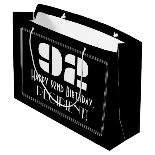 92番目の誕生日~インスパイアアールデコルック"92" +名前 ラージペーパーバッグ (裏面アングル)