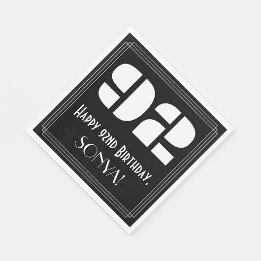 92番目の誕生日:インスパイアアールデコ検索"92" +名前 スタンダードランチョンナプキン (角)