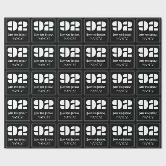 92番目の誕生日:インスパイアアールデコ検索"92" & Name ラッピングペーパー (シーム)